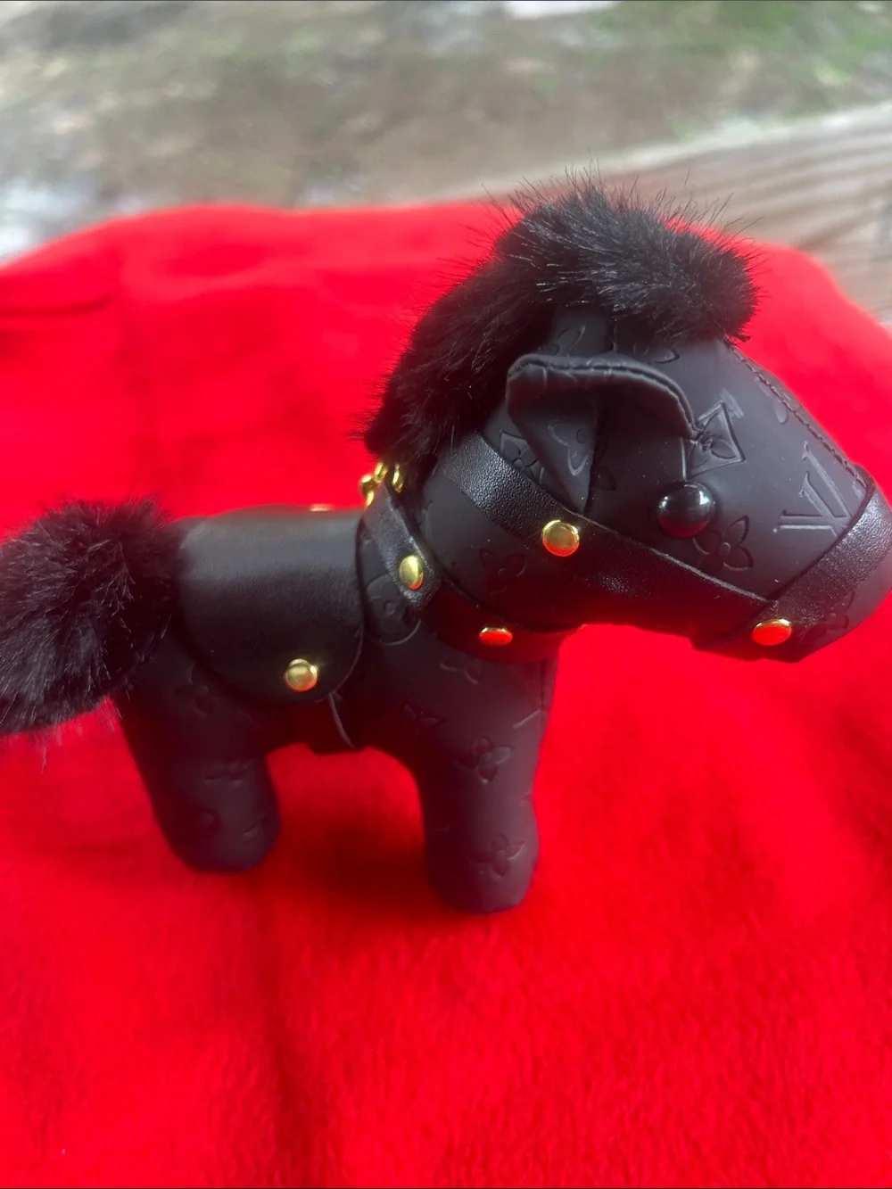 Designer inspired Black horse purse charm /key chain. with Gold Chain Detail